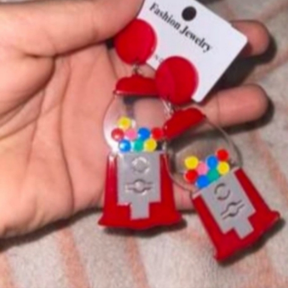 Adorable Bubble Gum Machine Hanging Stick In Earrings! - Picture 3 of 6